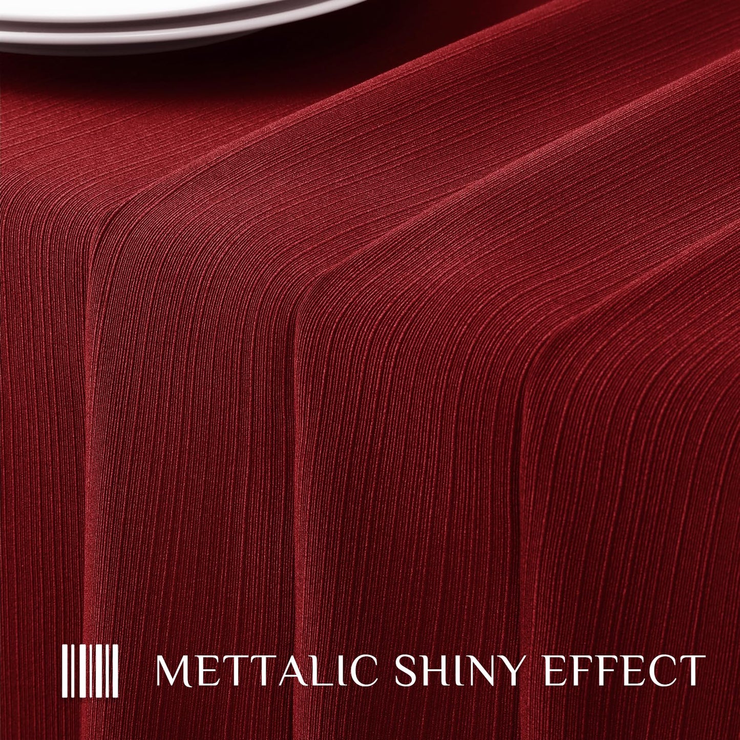 Softalker Jacquard Christmas Tablecloth Rectangle - Geometric Line Red Thick Table Cloth Waterproof & Stain Resistant Washable Table Covers for Xmas Eve/Family Dinner/Holiday Party (60 x 84 inch)