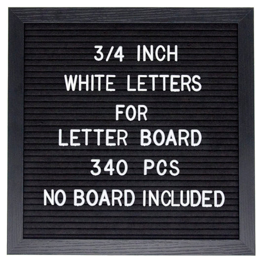 G GAMIT Pre-Cut 3/4 Inch White Letters for Felt Letter Board,340pcs plastic letters including Characters,Numbers,Symbols&Emoji for Message Board - (No Board Included)