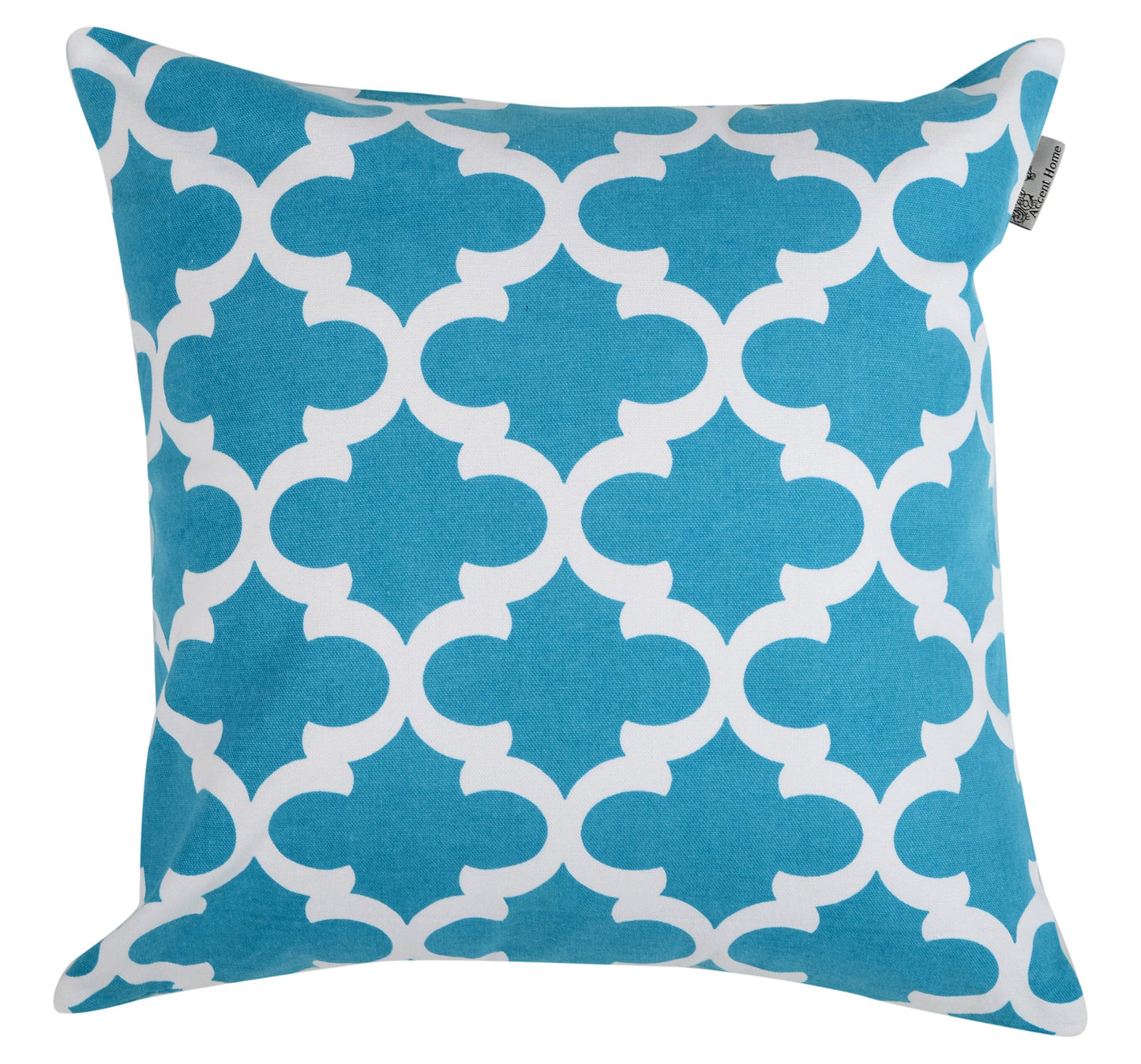 ACCENTHOME Cotton Canvas Throw Cushion Cover Printed Both Side for Home Sofa Couch, Chair Back Seat,4pc Pack 18"x18" in Color Aqua