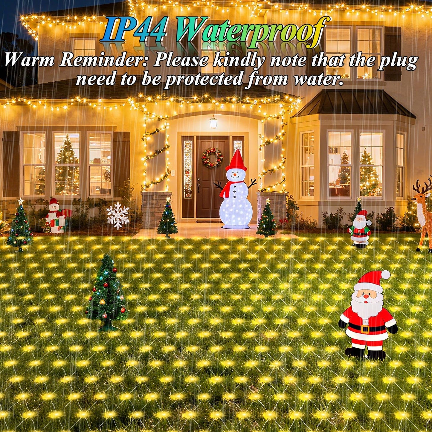 Lovelite 10ft x 10ft Net Lights, 280LED Gazebo Lights Outdoor 8 Modes Timer, Waterproof Connectable Christmas Light Clear Wire Large Size for Bushes Patio Pergolas Garden Holiday Party - Warm White