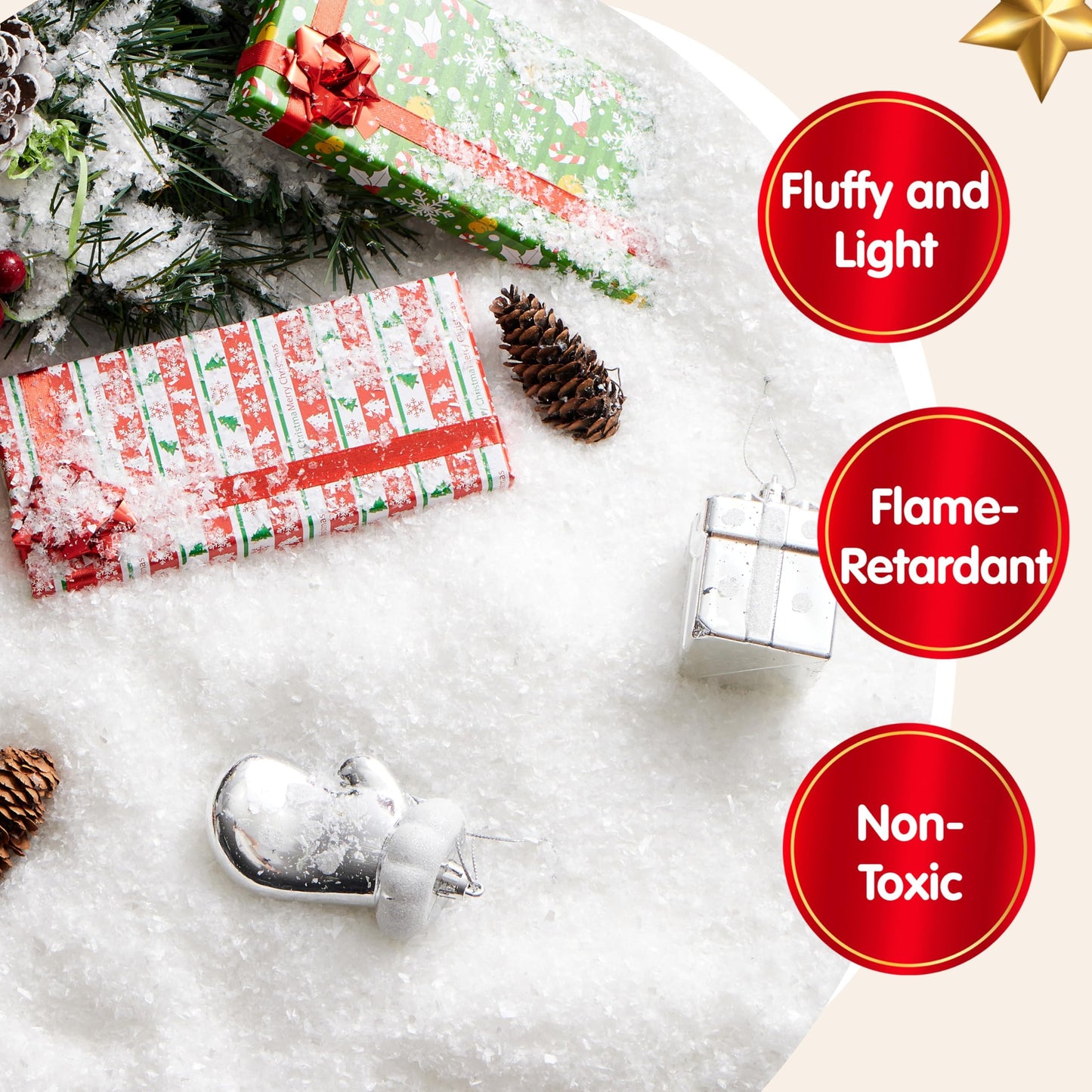 JOYIN 2 Pack 10 Oz Fake Snow 280g Artificial Plastic Snowflakes for Christmas Tree Decoration Xmas Party Home Holiday Decor and White Displays