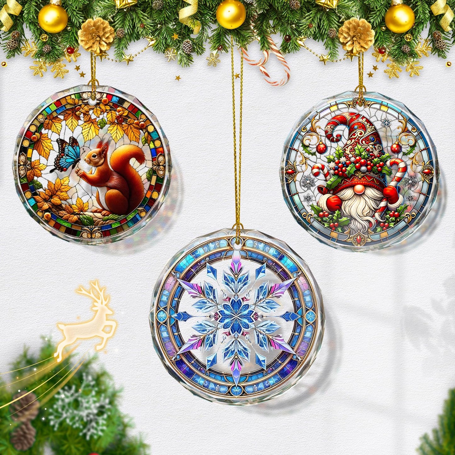 Stained Glass Snowflake Ornament, Snowflake Christmas Tree Ornaments, Gift Exchange Idea