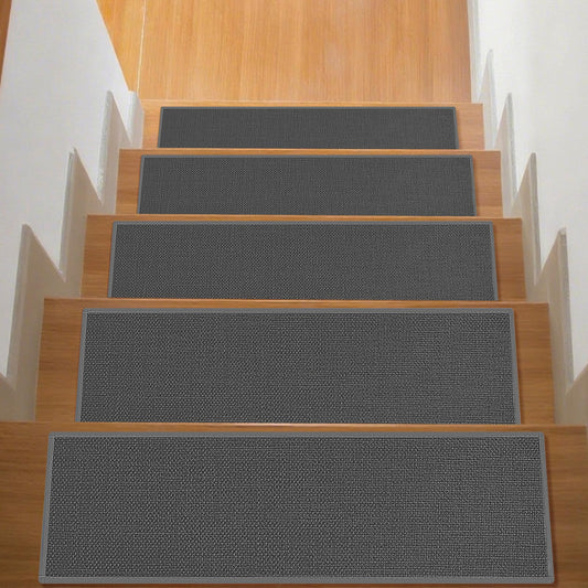 Stair Treads with Non-Slip Rubber Backing, Stair Treads for Wooden Steps, Indoor Stair Carpet Runners, Stair Rugs and Mats for Kids and Dogs, Gray, 8" x 30", 7 Pieces