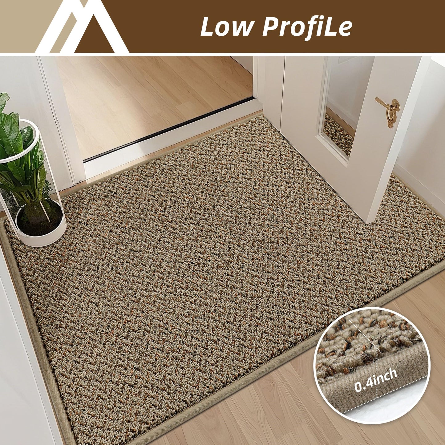 COSY HOMEER Door Mat 20" x 32", Non Slip Absorbent Entryway Rugs, Dirt Trapper Doormats, Washable Entrance Mats, Low Pile Welcome Floor Mat for Front Back Door and Entry Mats,Taupe
