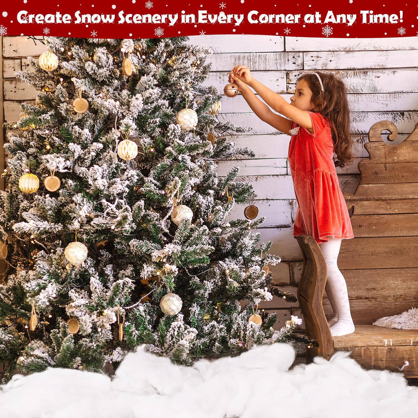 Fake Snow 780g/27.5oz Fluffy Artificial Snow for DIY Mantle Table Village Nativity Displays,Soft Cotton Fake Snow Clouds for Winter Christmas New Year Wedding Birthday Valentines Party Decoration