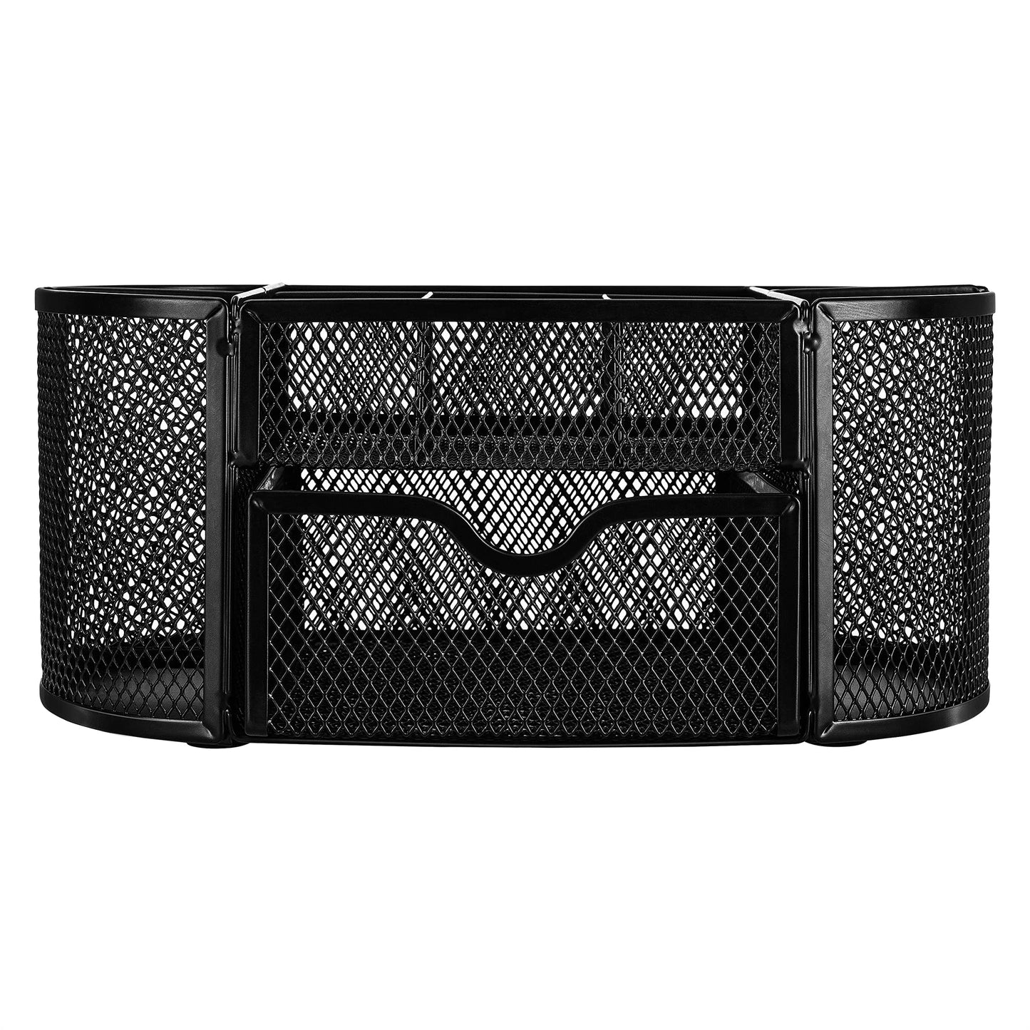 Amazon Basics Mesh Desk Organizer with Pen Holder, Pullout Drawer and Office Caddy Storage, 9.25" x 4.53" x 3.94", Black