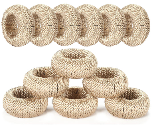 ALPHA Living HOME 12-Piece Woven Napkin Rings - Decorative Yarn Napkin Holders for Tabletop, Dining, Wedding, Parties, Home Decor,Gifting & Outdoor Event (Beige)