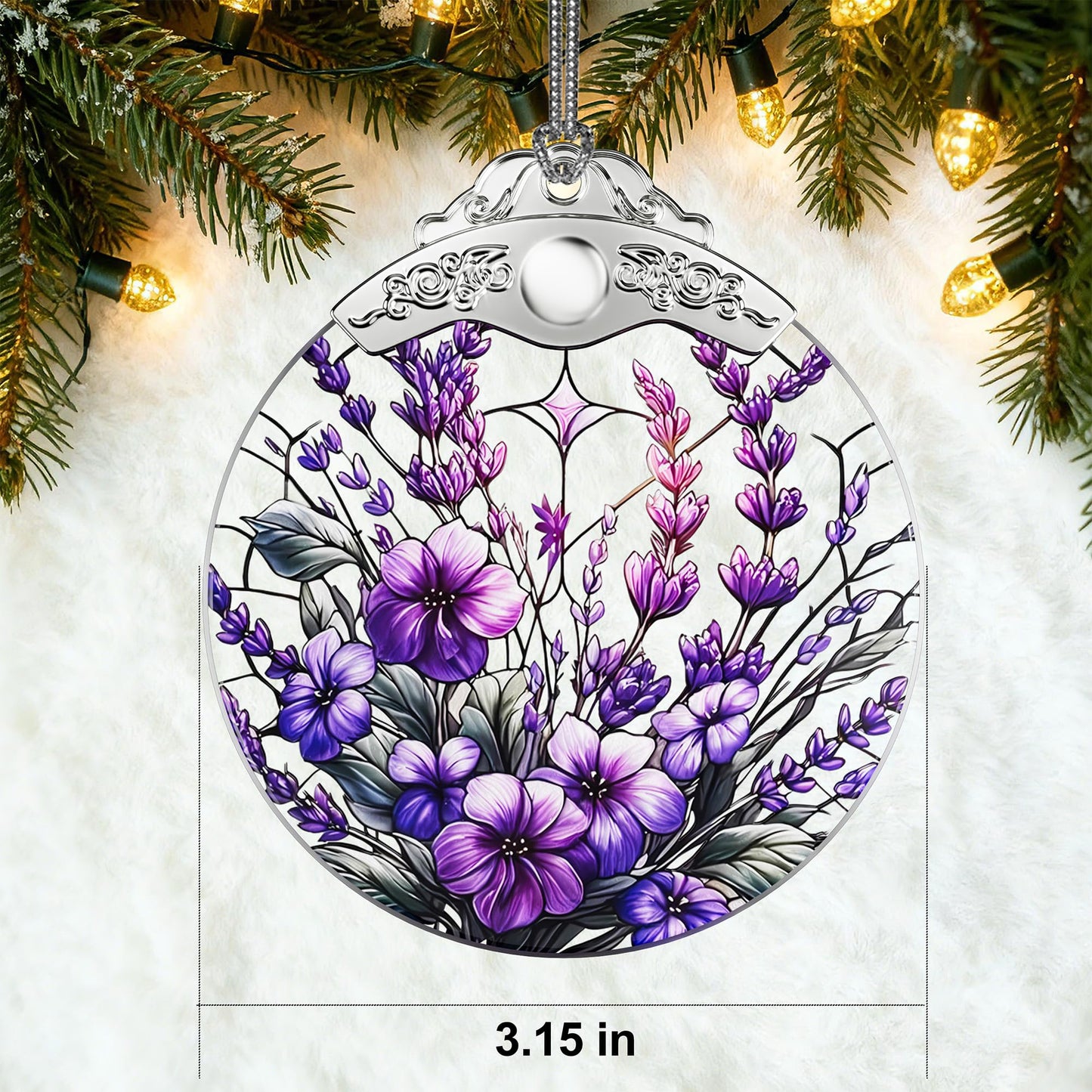 SUNQEBO Stained Glass Ornament, Purple Bauhinia and Violets Ornaments, Unique Crystal Ornaments, Hanging Holiday Presents Idea, Car Hanging Ornaments, Car Charm, Mirror Accessories