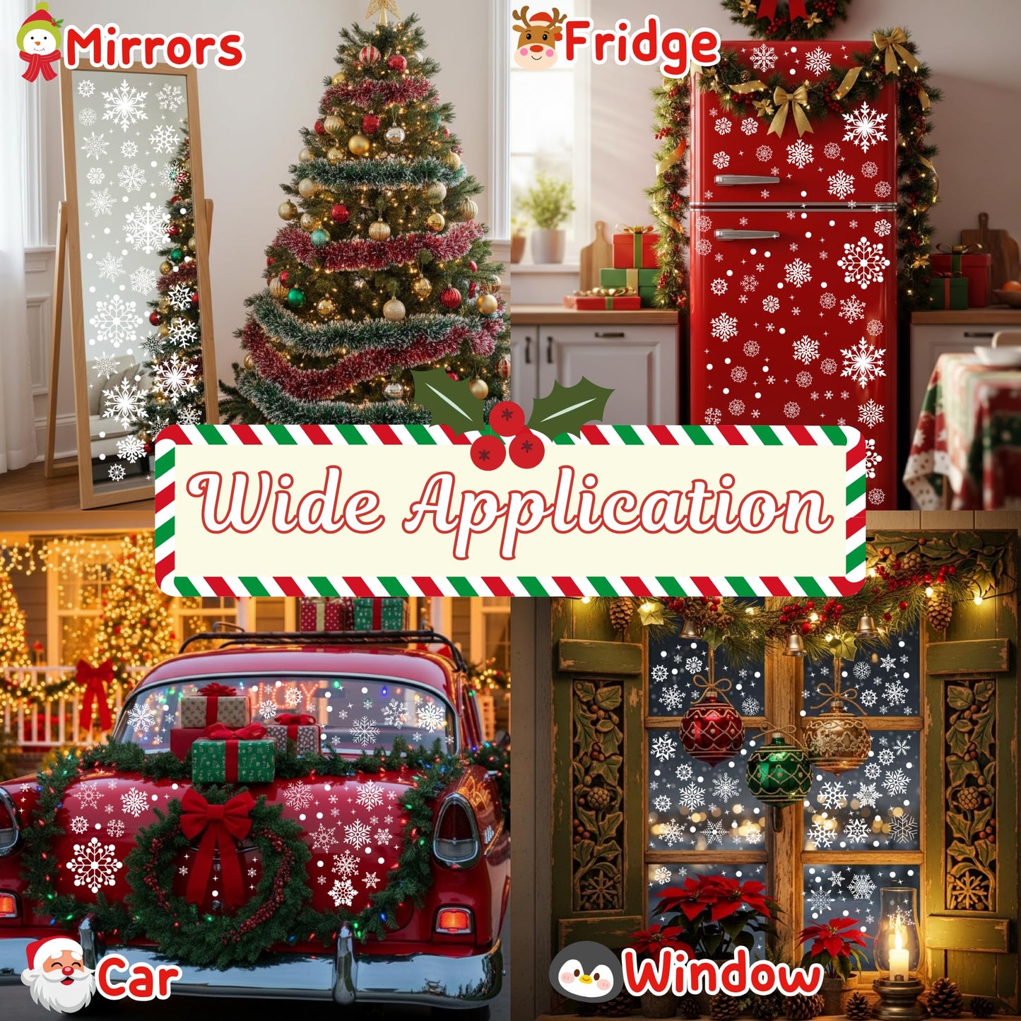 Snowflake Window Clings Stickers | 456Pcs Snowflake Clings Window Decal Christmas Decorations Christmas Stickers Winter Xmas Decorations Indoor Outdoor Glass Accesories Decor Supplies