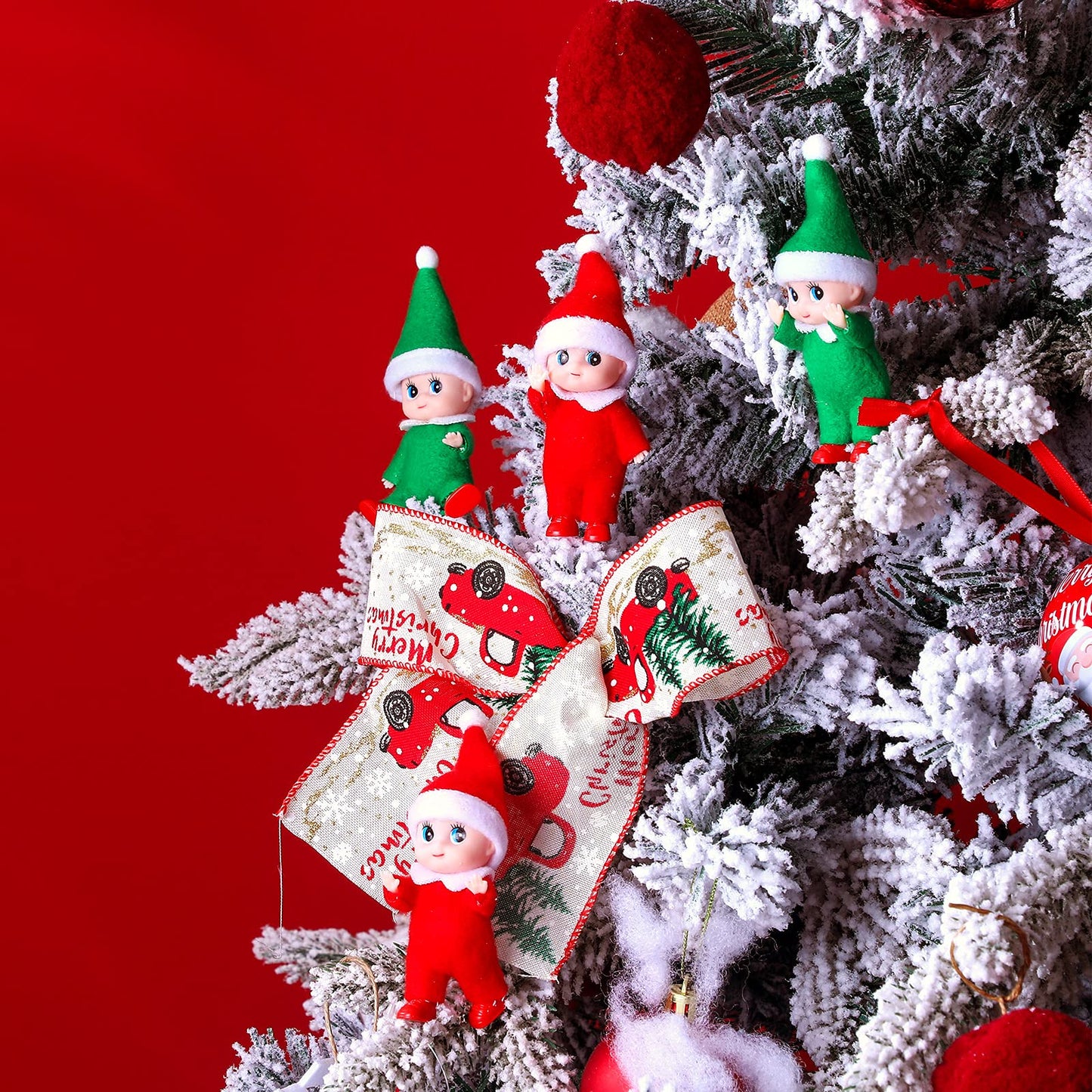 Soulchen Christmas Doll Toy Christmas Twin Boy and Girl Doll Xmas Miniature Accessories for Xmas Decoration (8 Pieces)