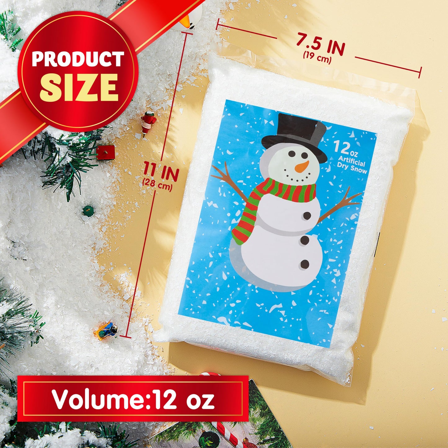 JOYIN 12oz Fake Snow Decoration Xmas Artificial Snow, 320g Plastic Fake Snowflakes for Christmas Tree Decoration Holiday Decor and Winter Displays
