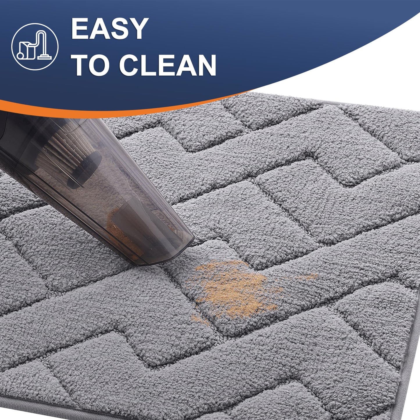 OLANLY Indoor Door Mat, 32x20, Dirt Resistant and Absorbent, Sturdy Non-Slip Rubber Backing, Easy to Clean, Washable Low-Profile Doormat for Entryway, Medium Gray