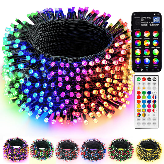 Dazzle Bright Smart Color Changing Christmas Lights, 66FT 200 LED RGB String Lights with Remote & App Controlled, Halloween Decorations for Indoor Outdoor Holiday Xmas Tree Party Decor