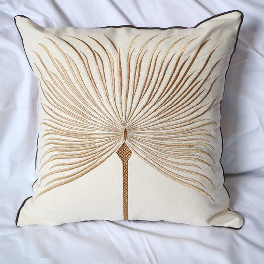Hodeco Embroidery Throw Pillow Covers 18x18 Home Decor Fine Thread Dandelion Flower Pillow Cover for Couch Bedroom Chair 100% Cotton Canvas Floral Cushion Cover 45x45cm, Beige Pack of 2
