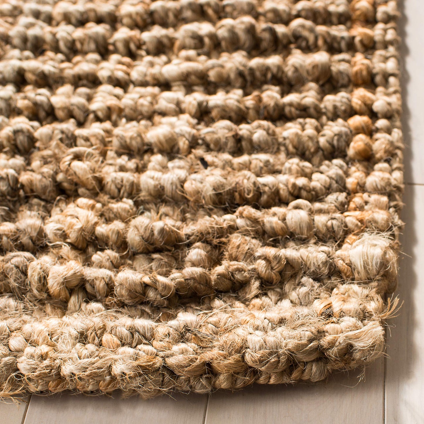 SAFAVIEH Area Rug 2x3 - Natural Fiber Collection - Natural Brown, Handmade Jute, Farmhouse Style, Chunky Textured Thick Pile (NF447A)