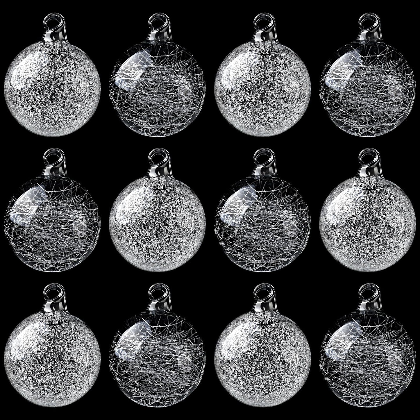 Suilung 12 Pcs Clear Glass Christmas Ornaments Balls Bulk Hand Blown Glass Ornaments for Christmas Tree Hanging Decorative Ball for Xmas Holiday Wedding Birthday Home Party Decor