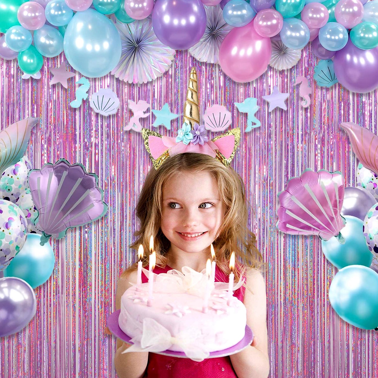Happy Mothers Day Decorations Melsan 3 Pack 3.2 x 8.2 ft Pinkish Purple Tinsel Fringe Curtain Backdrop, Sparkling Metallic Party Decorations for Girls Birthday, Bachelorette, Wedding, Photo Booth
