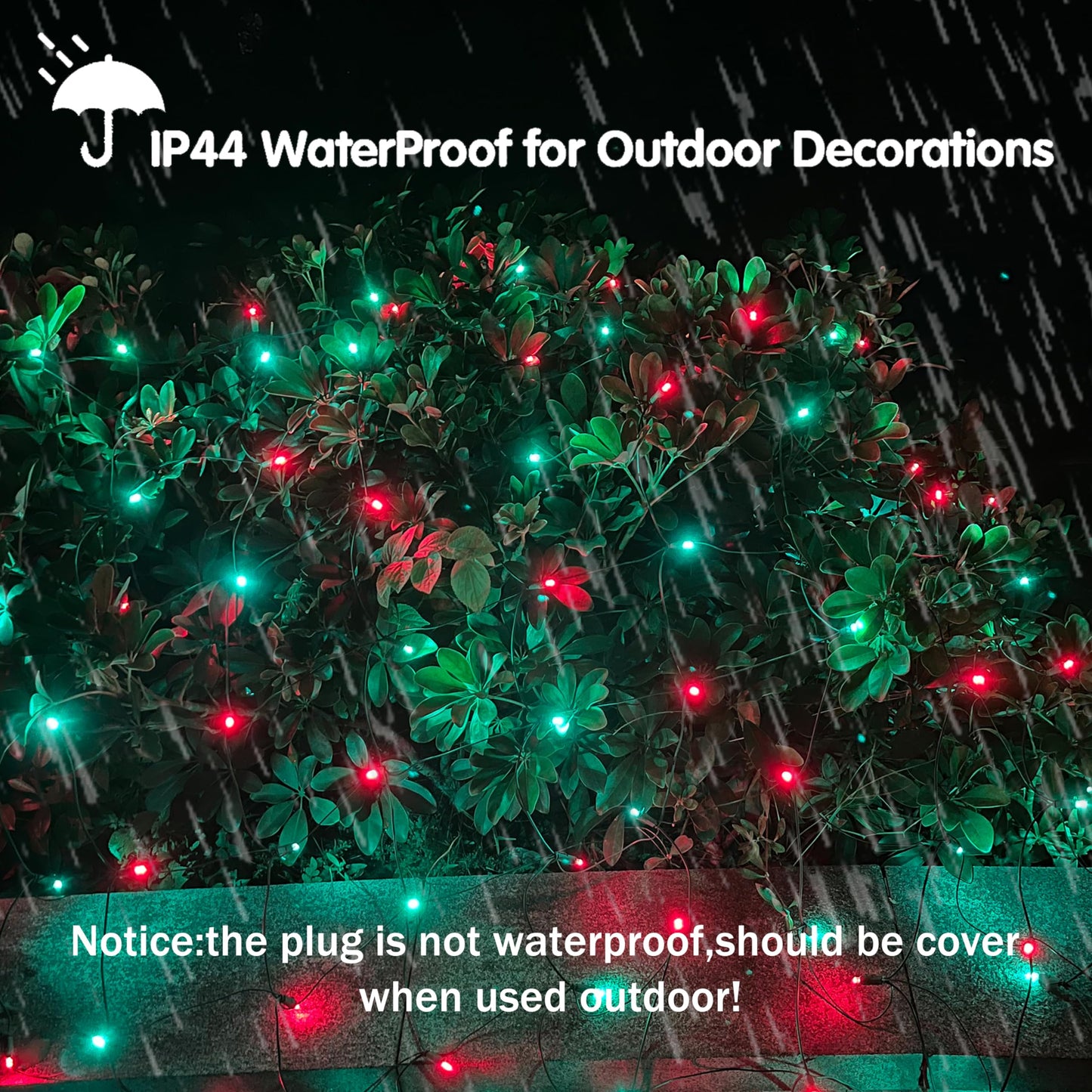 HISHINY LED Christmas Net Lights Outdoor, 5ftx5ft 100LED Green Wire, Connectable Bush Mesh Net Lights String for Halloween Christmas Party,Shrub,Yard,Tree（Red&Green）