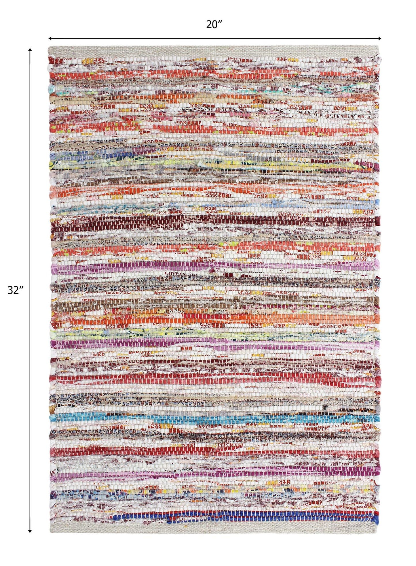 COTTON CRAFT Cotton Chindi Rag Rug - 2 Pack - Boho Farmhouse Rustic Area Accent Throw Rug - Handwoven Reversible Natural Recycled Yarn - Living Room Den Study Home Décor Gift -20 x 32 in - Multi Color