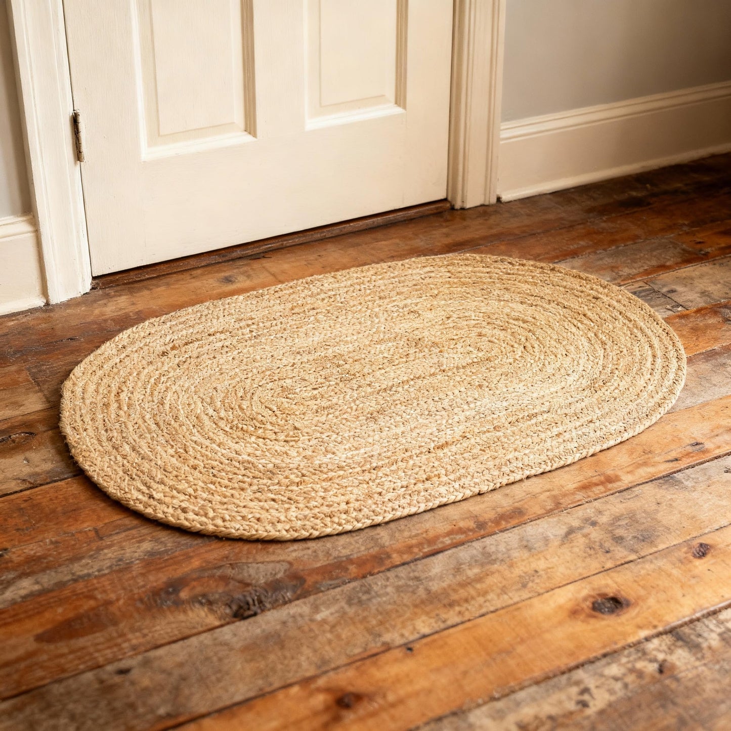 · REDEARTH · Oval Area Rug - 2'x3' Braided Natural Jute with Non-Skid Backing - Handwoven Boho Rug for Bedroom, Kitchen, Living Room - Farmhouse Aesthetic Home Decor - Durable Handmade Rug