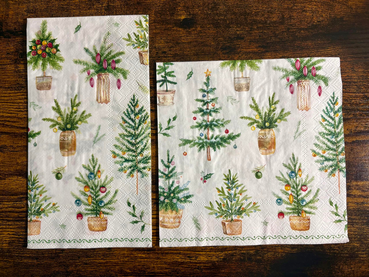 IHR Ideal Home Range Dinner Napkins Disposable 3-Ply Paper Guest Hand Towels, 8.5" x 4.5", Festive Holidays (Green), 16-Count
