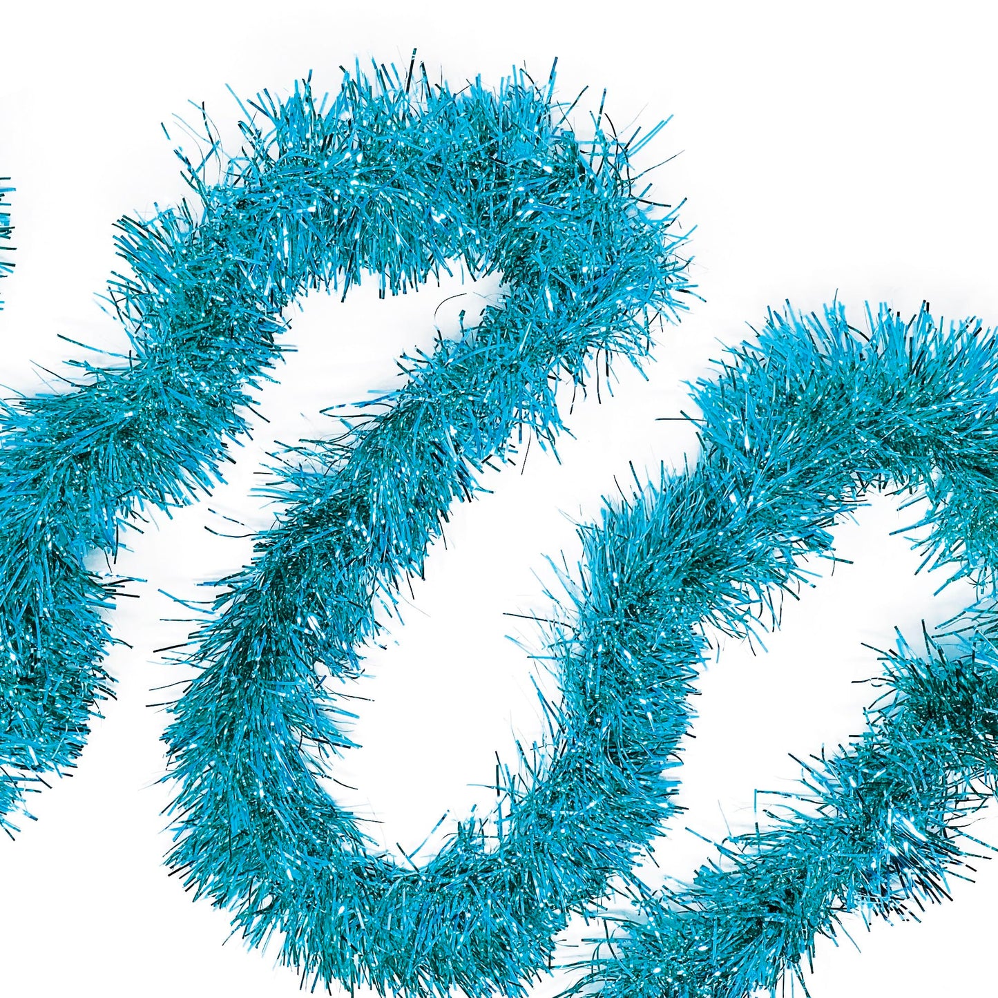 Allgala Light Blue Tinsel Garland, 50 Feet Christmas Metallic Foil Tinsel Garland Decoration for Holiday Tree Walll Rail Home Office Event Fall Thanksgiving Decoration