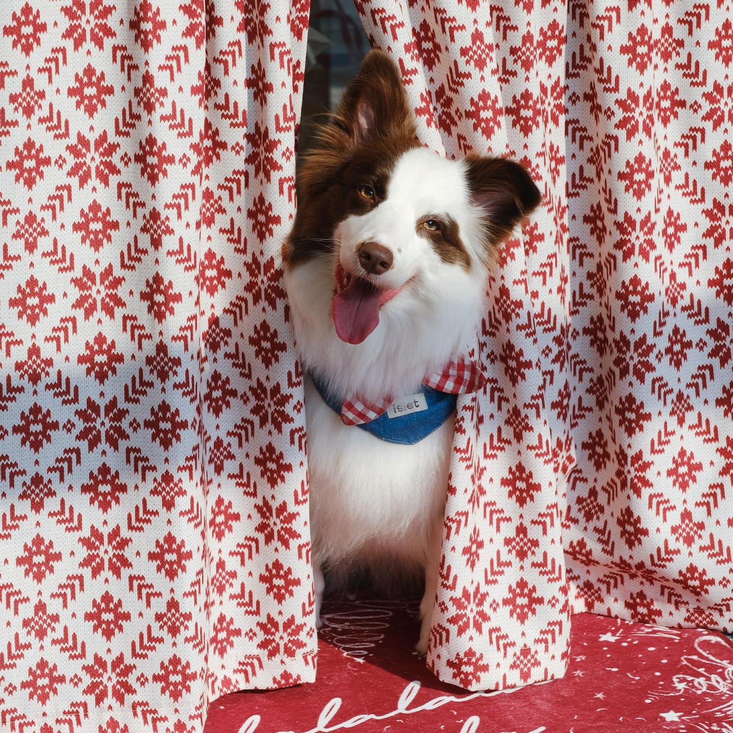 jinchan Snowflake Plaid Christmas Curtains 36 Inch Length Cafe Curtain Red Faux Canvas Textured Knit-Look Tier Curtains Holiday Christmas Decorations for Living Room Small Windows Rod Pocket 2 Panels