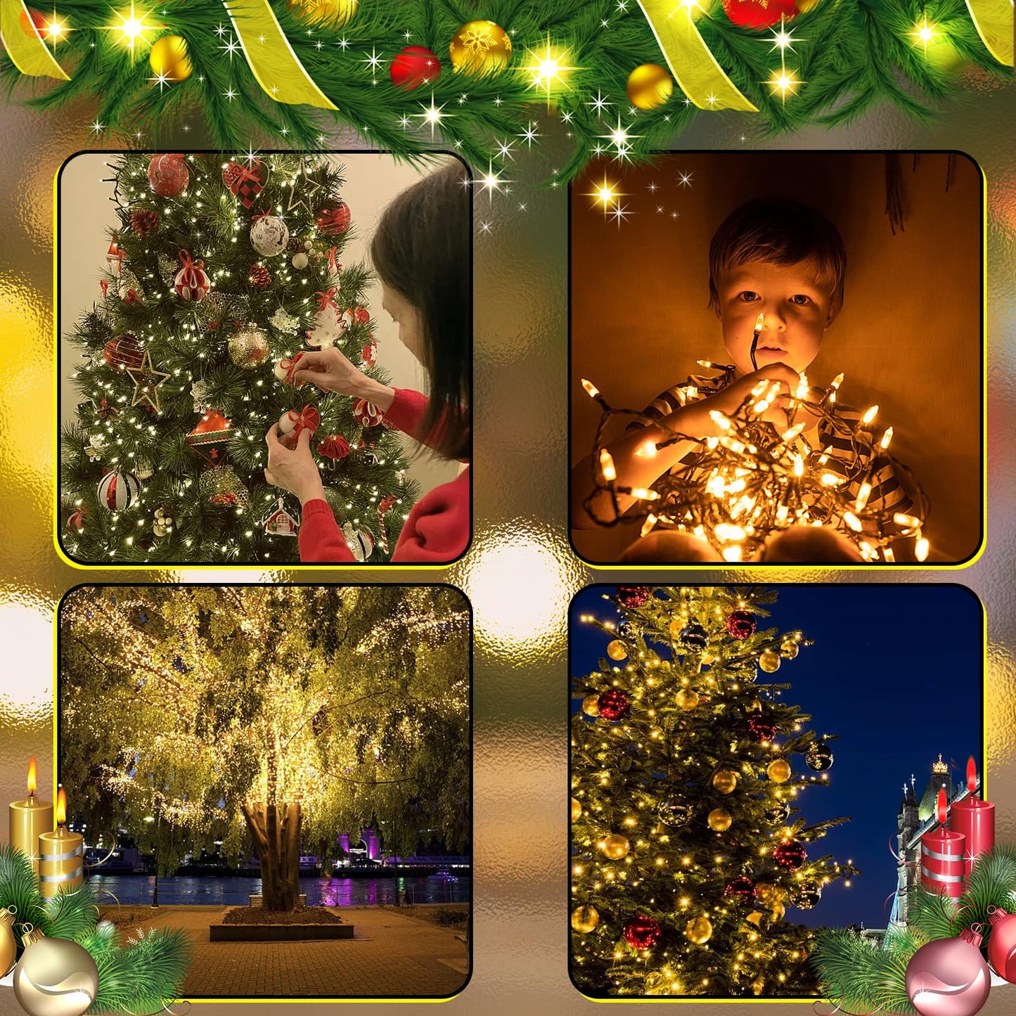 Slow Twinke Lights 75 LED Gentle Twinkling Christmas Lights, UL Certified Waterproof String Lights, 37 of 75 Lights Twinkle, 28 Feet, Connect Up to 3 Sets End to End, Indoor Outdoor Use