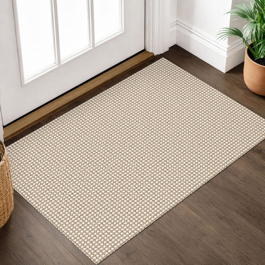 IOHOUZE Small Area Rug 2x3 Washable Woven Rugs for Entryway Non Slip Rubber Backed Front Door Rugs Indoor Doormat Throw Rug Floor Carpet for Entrance Kitchen, Beige/Khaki
