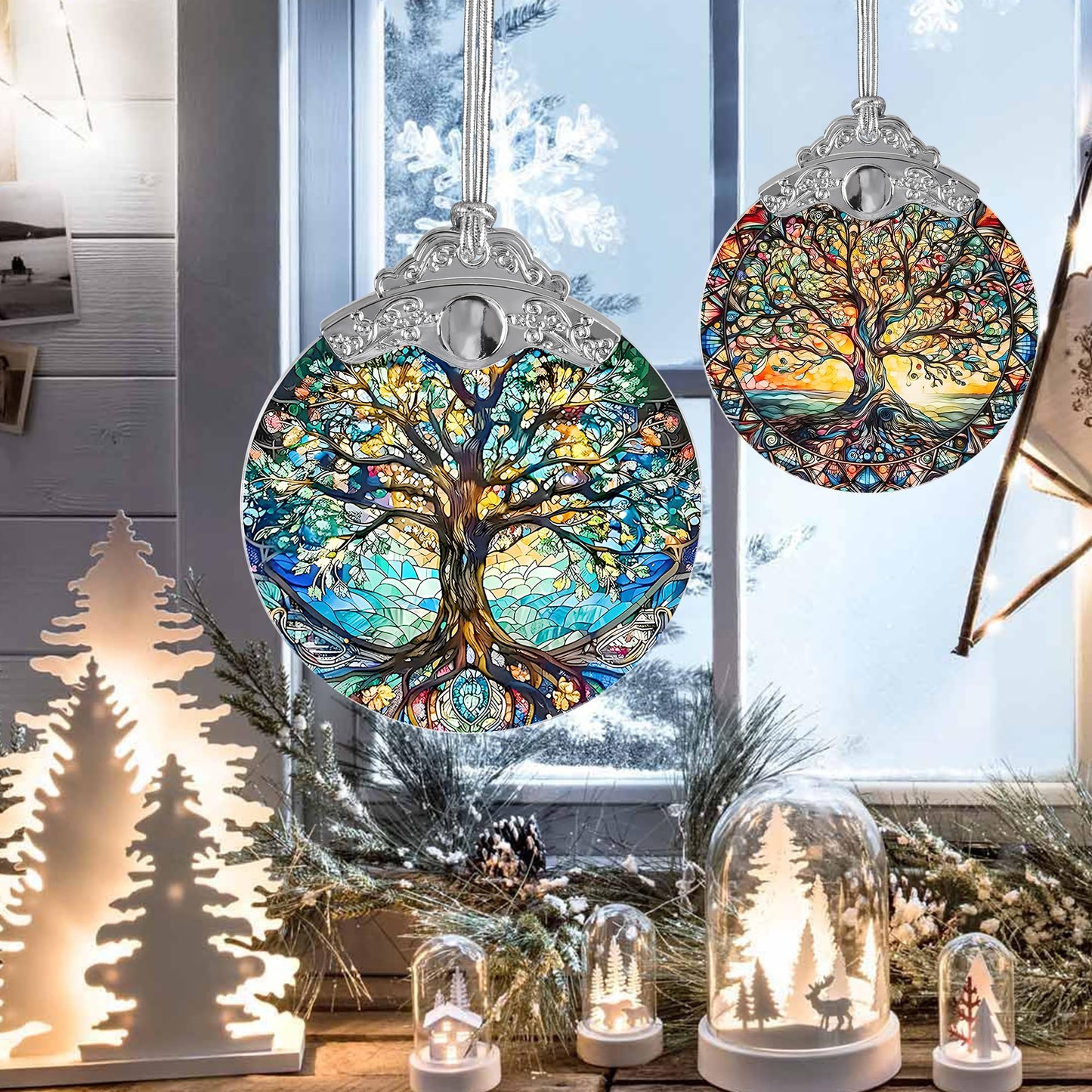 Jocidea Tree of Life Stained Glass Suncatcher - Holidays & Christmas Tree Ornament, Decor & Gifts