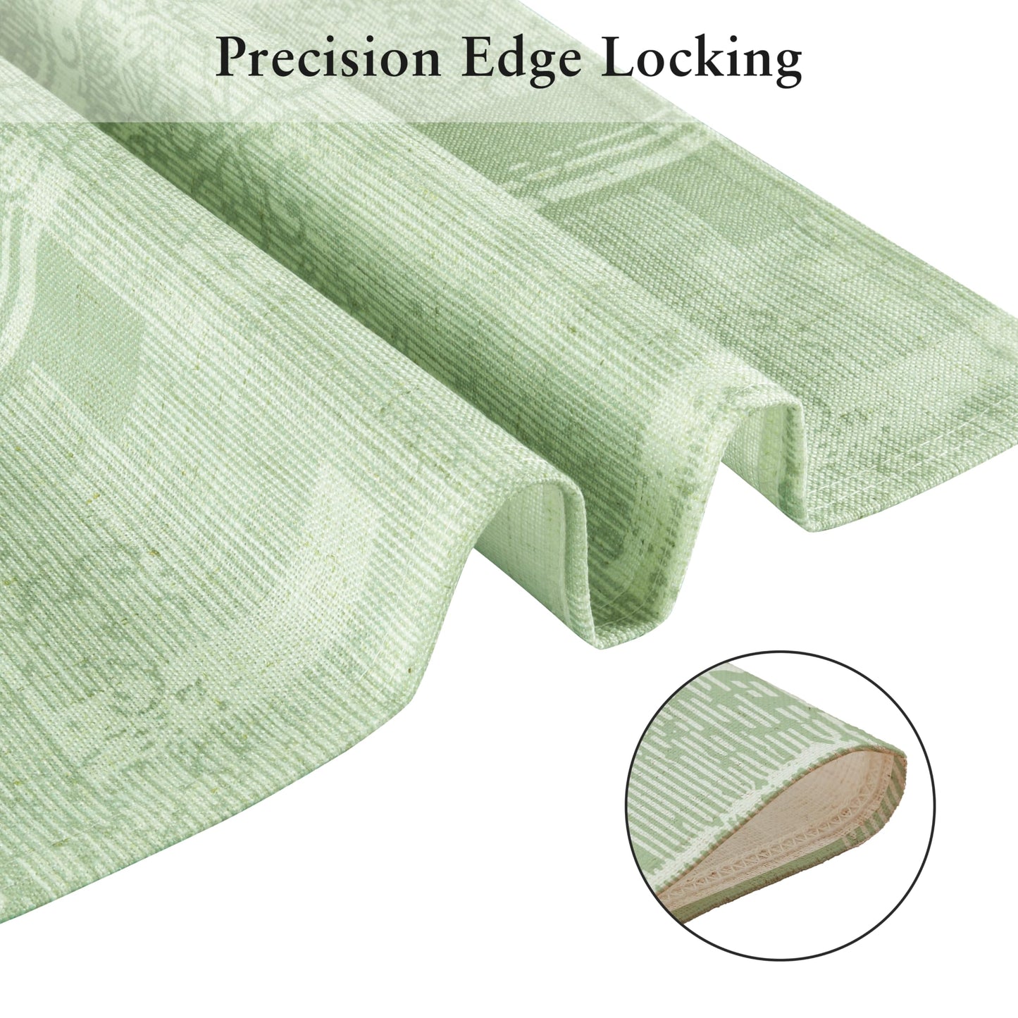 LilyCat Linen Fabric Floral Placemats, Green Stripes Durable Boho Dining Table Mats for Kitchen, Rustic Vintage Washable Place Mats Set of 4, 18’’× 12’’