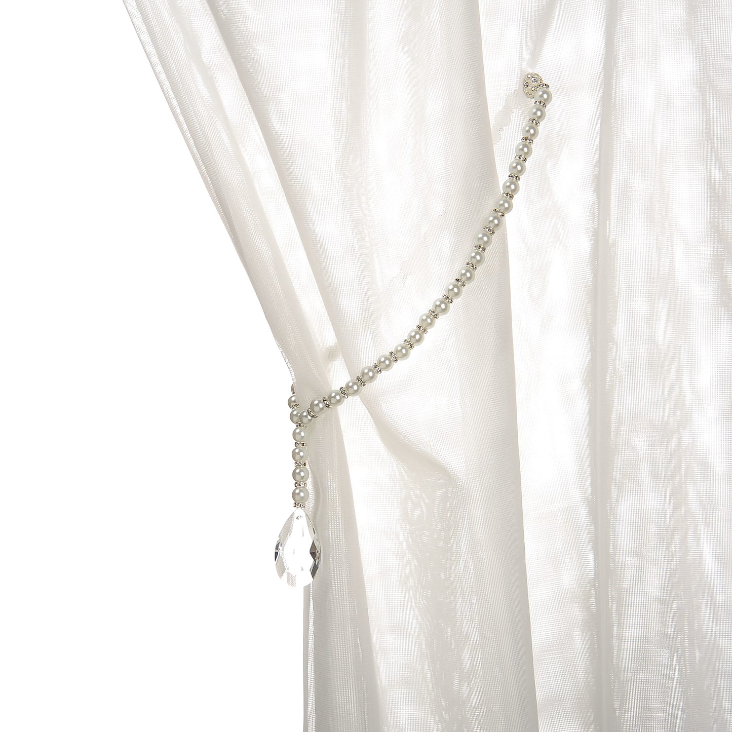 SUQ I OME 1 Pair of Luxury Crystal Beaded Magnetic Curtain Tieback and Holdback Curtain Clips Curtain Buckle Curtain Holder Blingbling Curtain Holdbacks for Drapes,Crystal