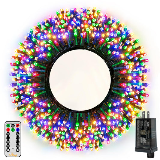 Ollny Christmas Lights, 500LED 164FT Long Christmas Tree Lights with 8 Modes Remote Timer IP44 Waterproof, Outdoor Christmas Lights for Tree House Yard Outside Xmas Decorations Multicolor