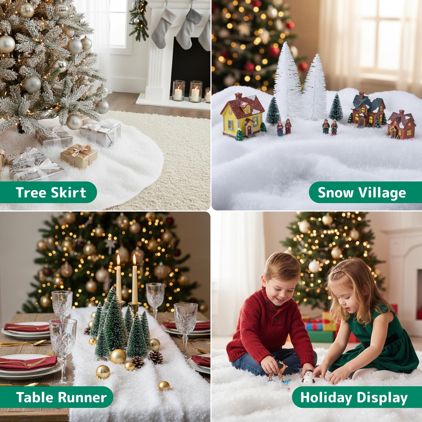 PREXTEX Artificial Snow Roll - Large Fluff for Christmas Village Displays, 94"x31" Tabletop Décor, and Winter Wonderland Party Scenes - Thick White Blanket for Holiday Backdrops and Festive Decoration