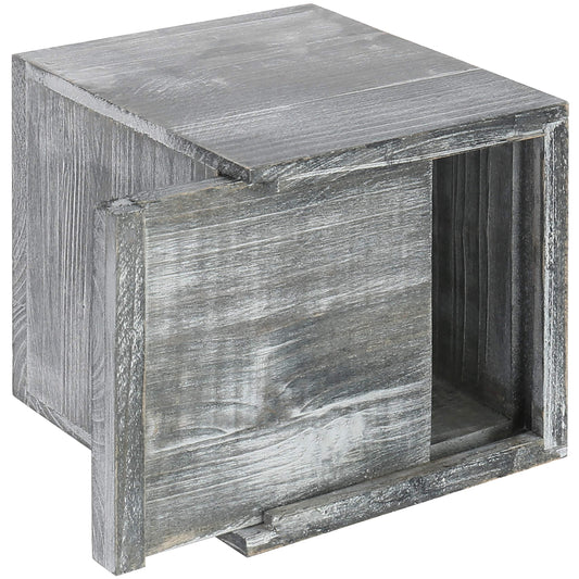 MyGift Graywashed Wood Decorative Tissue Box Holder Cover, Bathroom Facial Tissue Box Cover with Easy Refill Slide-Out Bottom Panel
