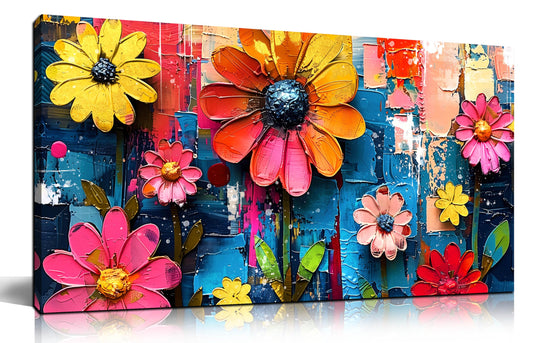 ZHAOSHOP Colorful Flowers Painting Wall Decor Living Room - Floral Canvas Wall Art for Bedroom - Teen Girl Bedroom Decor Size 20" x 40"
