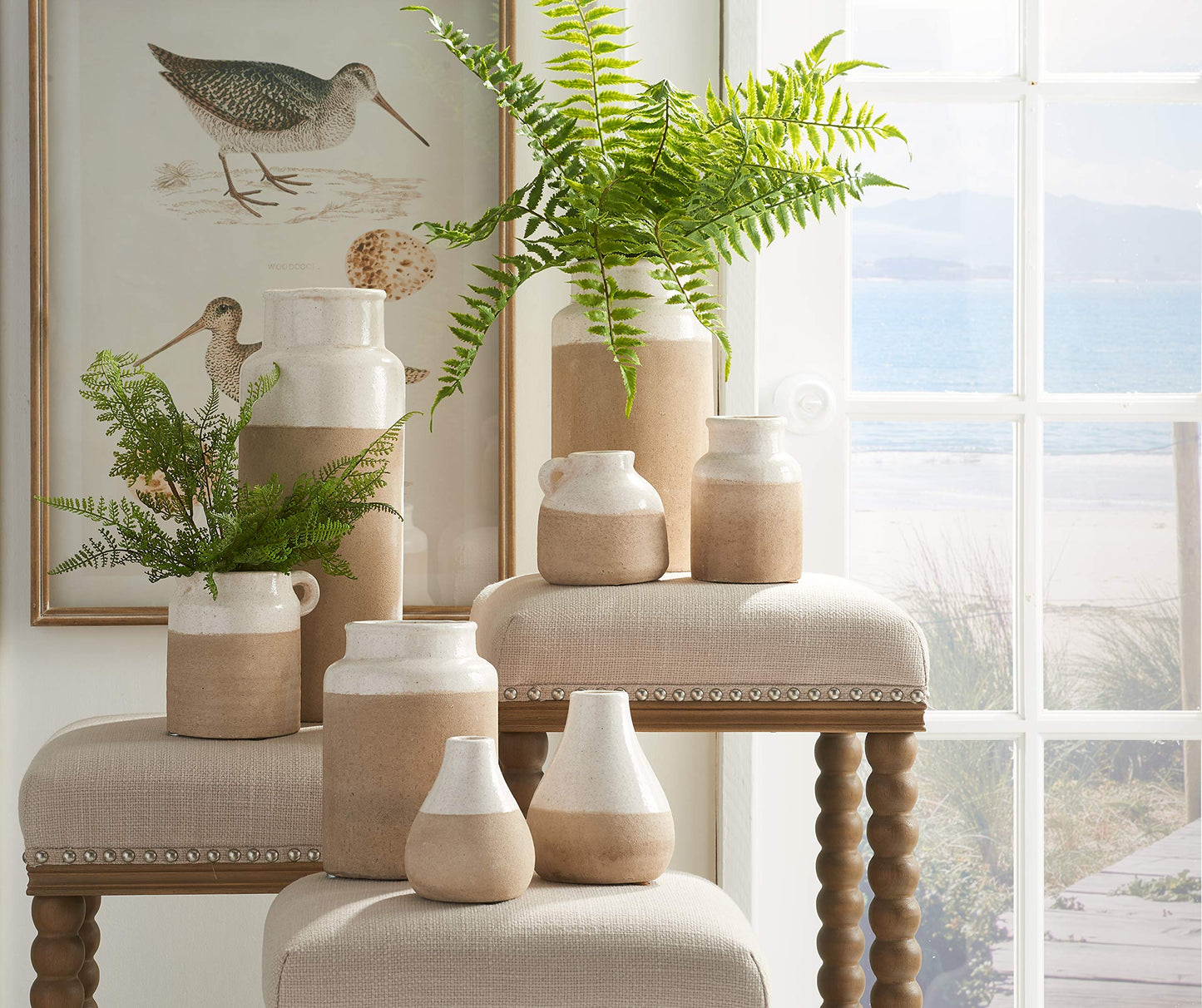 K&K Interiors 4.75 Inch Ceramic Pot with Light Cream Glaze on Top