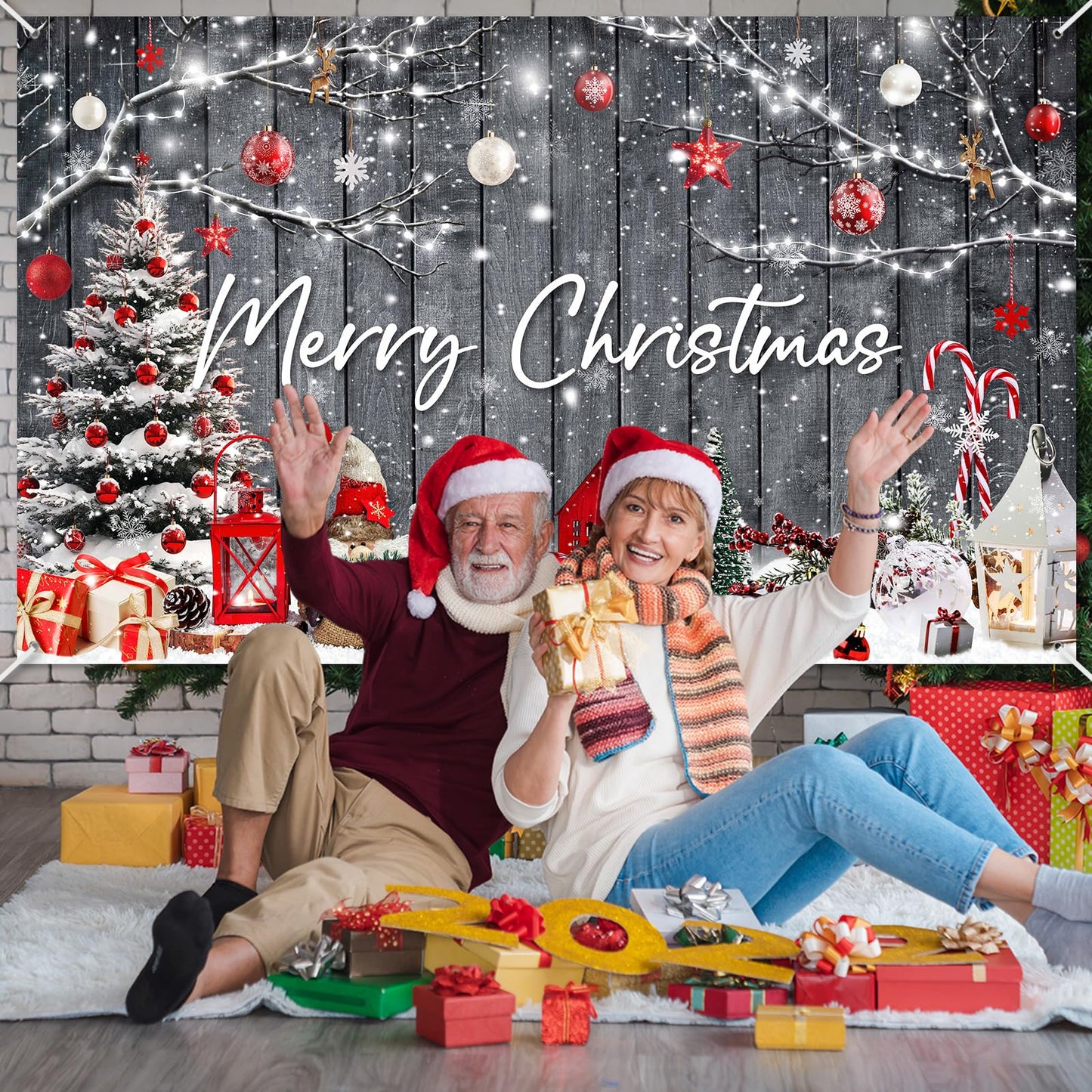Avezano Christmas Wood Wall Photography Backdrop 6 x 3.6 ft Rustic Merry Chirstmas Gifts Barn Background Xmas Winter Holiday Photo Banner Props Indoor Outdoor