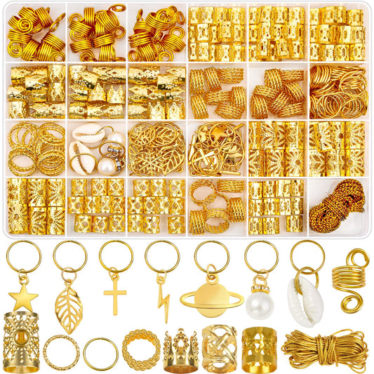 Lucomb 259 Pcs Hair Jewelry, Hair Accessories for Braids Silver Loc Jewelry for Hairs Dreadlocks Braid Jewelrys Hairs Cuffs Clips Dreadlock Accessories for Women's Loc Charms Rings Decoration