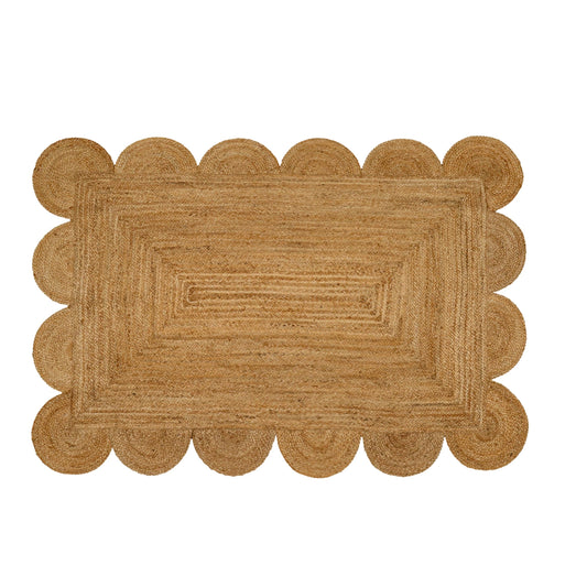 RIANGI Hand Woven Jute Area Rug - 2' x 3' Feet - Rustic Beige Reversible Rectangular Rugs for Bedroom, Kitchen, Living Room - Vintage Natural Braided Entry Floor Décor Boho Jute Rug 2x3 Feet