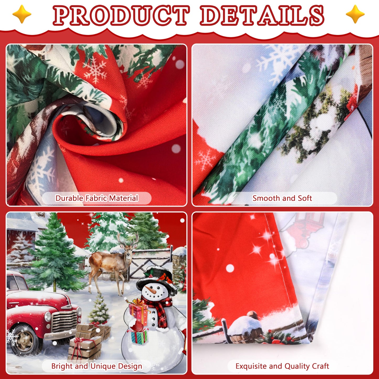 THAWAY Christmas Tablecloth 60×84 Inch Rectangular Winter Snowman House Christmas Trees Red Washable Table Cover Waterproof Polyester Xmas Table Cloths for Holiday Home Picnic Dinner Decor
