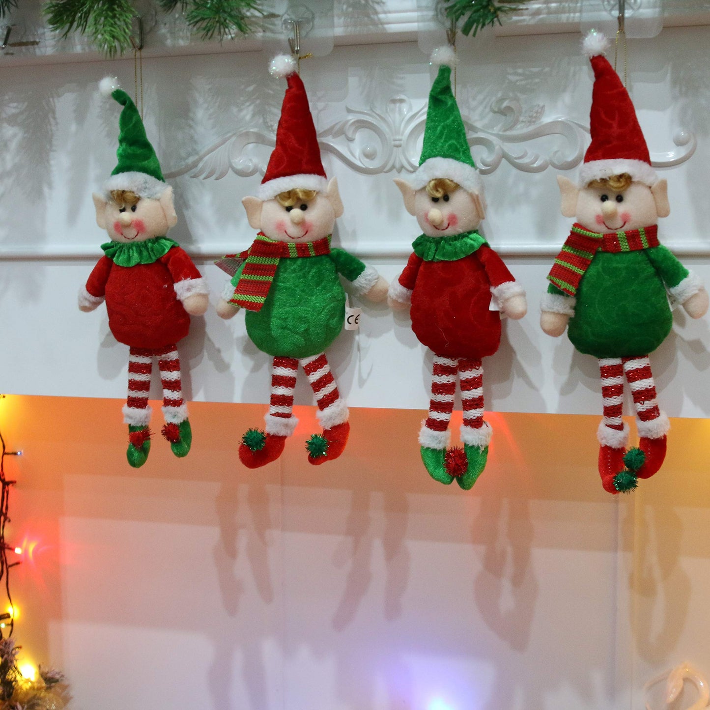 Athoinsu 4 Pack Christmas Elves Doll Pendants Hanging Ornaments Xmas Elf Boy Girl Holiday Decorations Gifts for Kids Family, 12''