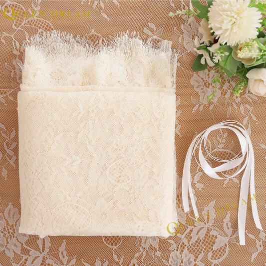 QueenDream Ivory Lace Tablecloth 60x120 Inch Wedding Rectangular Table Cloth Overlay Vintage Embroidered Lace Fabric for Rustic Fall Tea Party Reception Home Decor