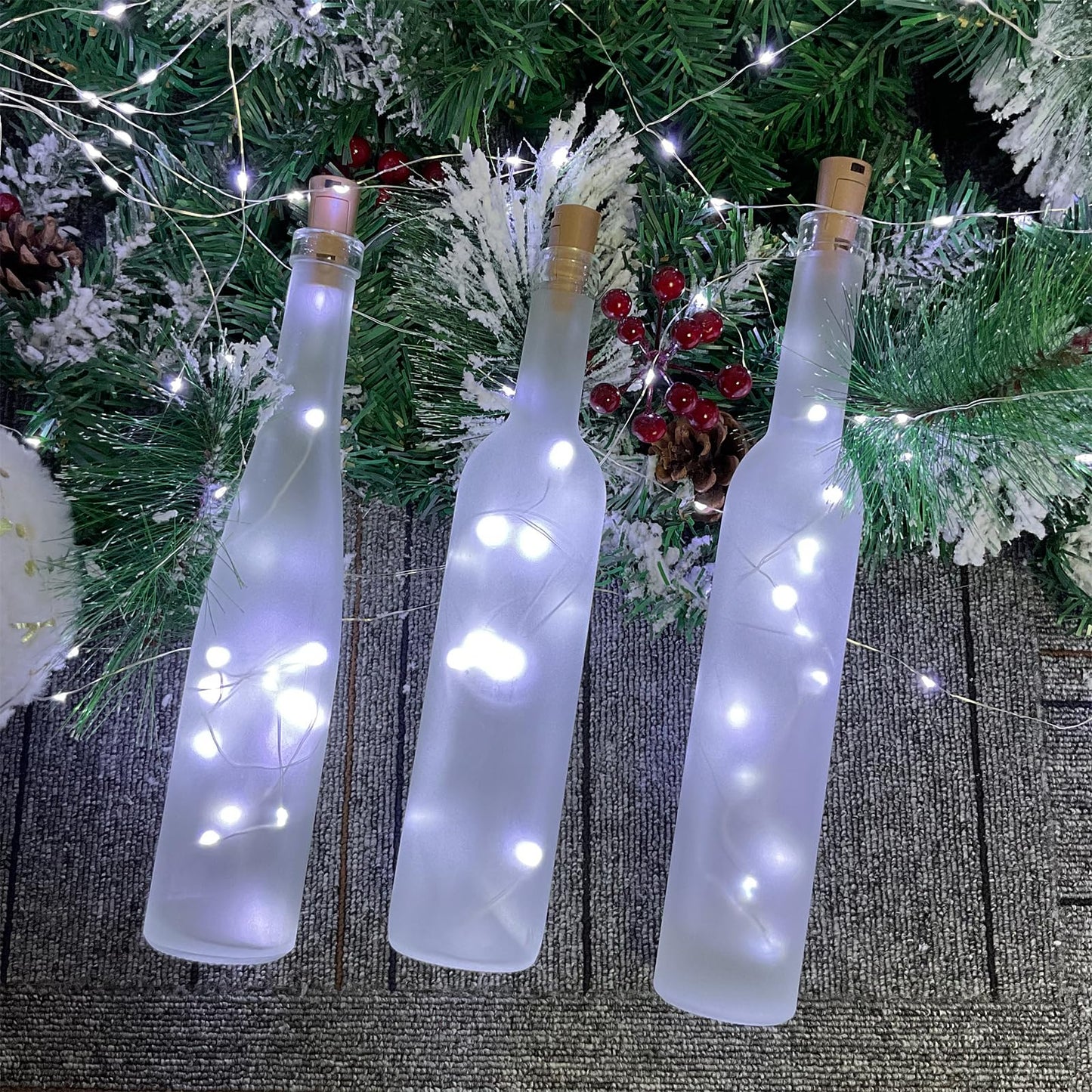 Etinga Wine Bottle Lights with Cork, 20 LEDs 6.6 Feet Silver Wire Cork Bottle Lights,Fairy Mini String Lights,for DIY Jar Halloween,Christmas,Party,Decor,Wedding Listing (10 Pack, Cool White)