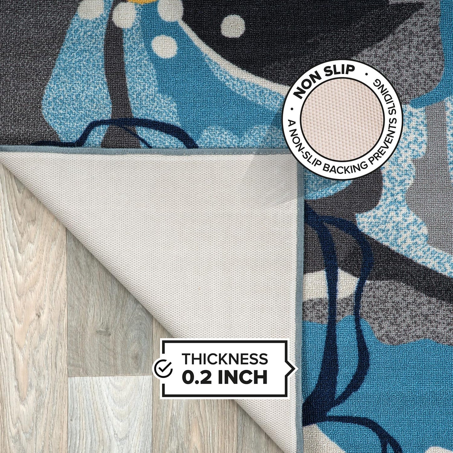 Rugshop Gray Large Floral Non-Slip Area Rug Fade Resistant for Hallway, Entryway and Kitchen, 2'7" x 4'