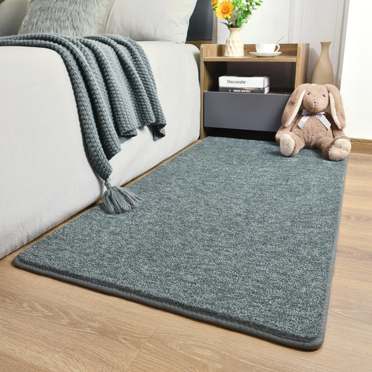 Keeko Soft 2x4 Small Runner Rug, Bedside Rugs for Bedroom Indoor Runner Hallway Carpets Non Slip Living Room Area Throw Rugs Memory Foam Laundry Room Rug for Teen Kids Boys Dorm Room Decor Grey