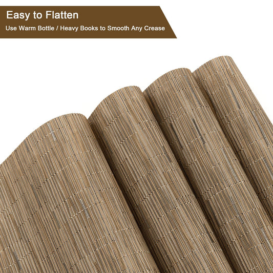 SHACOS Wedge Shape Placemats Set of 4 Woven Vinyl Placemat for Round Table Curved Place Mats Wipe Clean Kitchen Dining Table Mats (4, Tan)