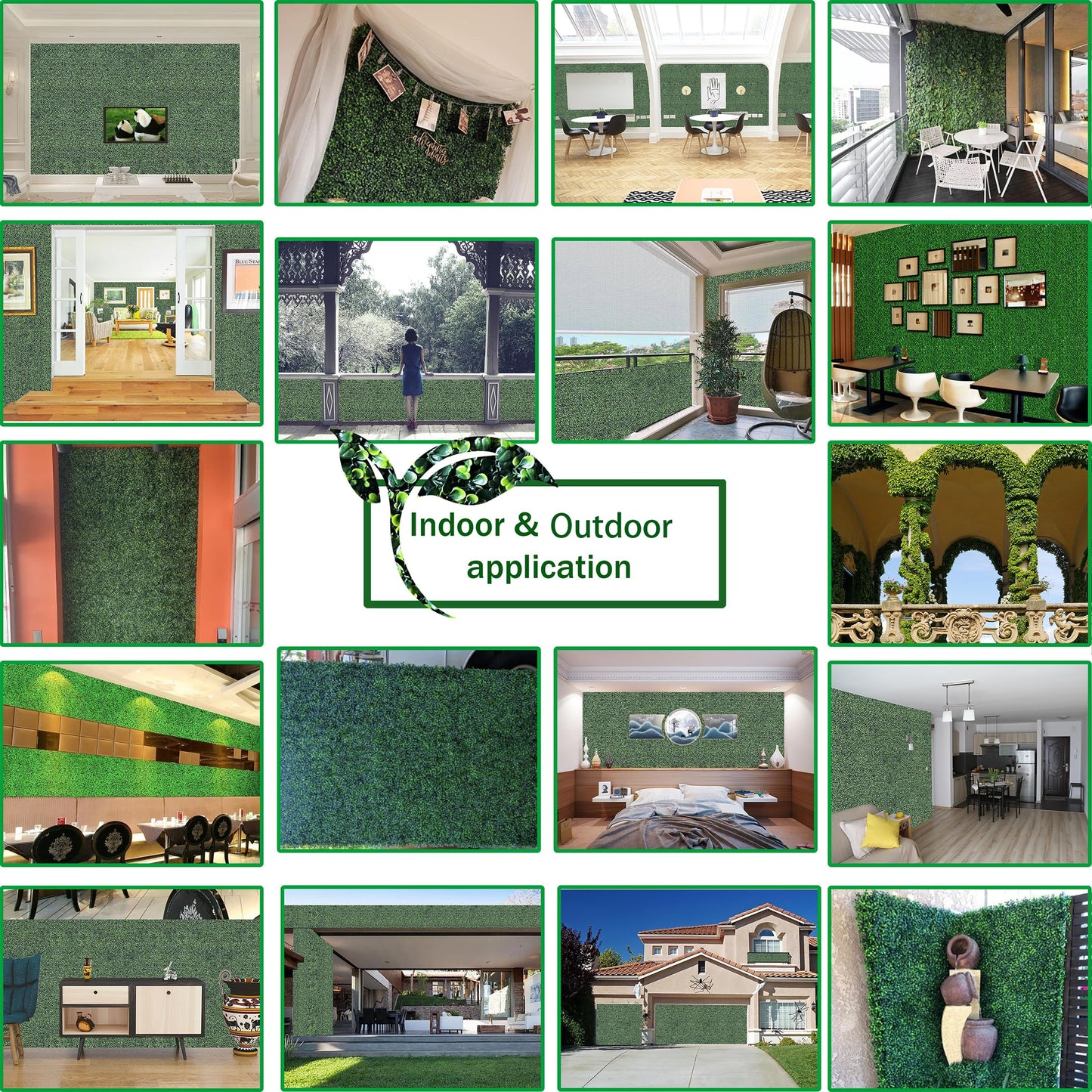 ODTORY Artificial Grass Wall Panel Backdrop,10" X 10" 12P(8.4 sqft) UV-Anti Greenery Boxwood Panels for Indoor Outdoor Green Wall Decor & Ivy Fence Covering Privacy