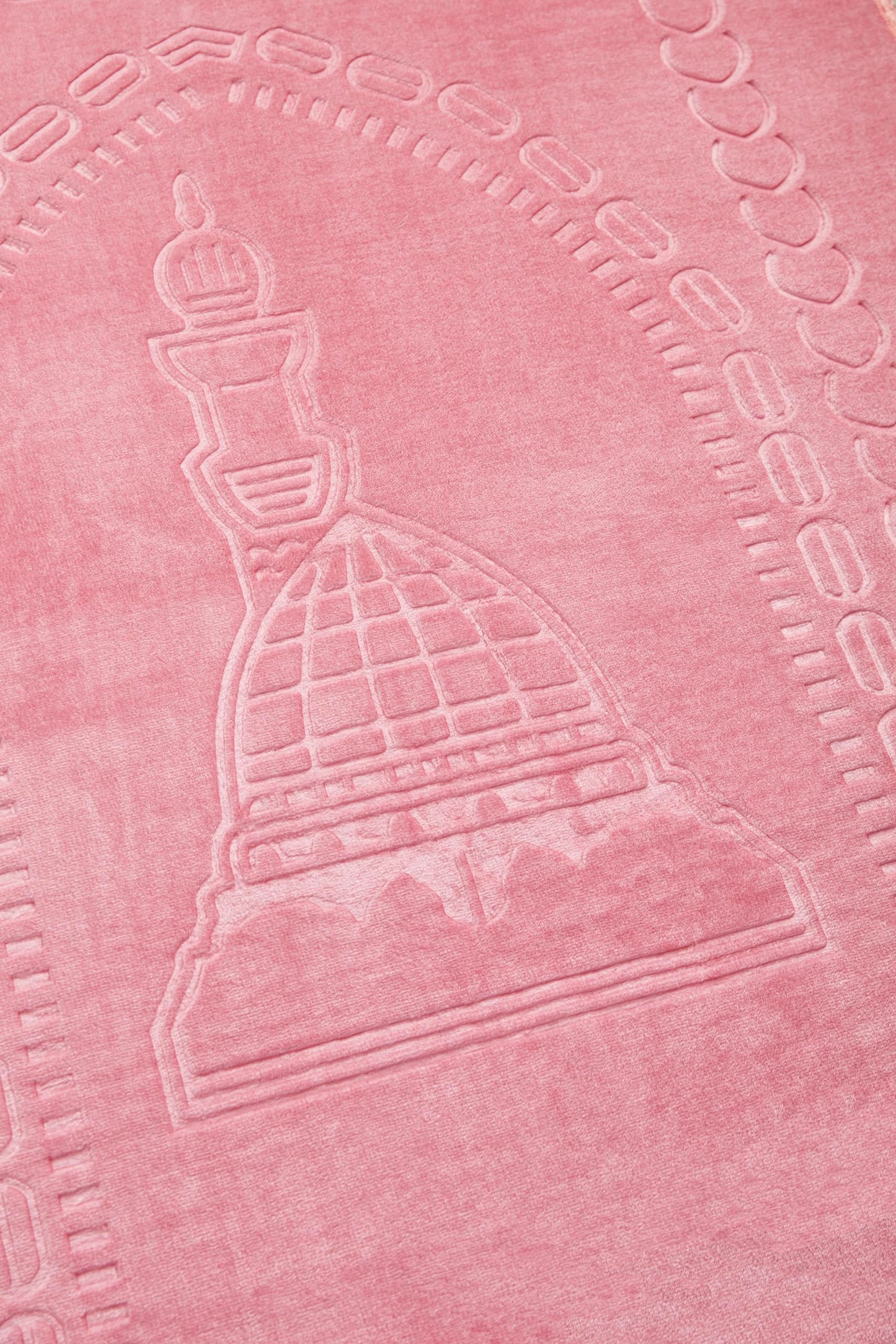 Prayer Rug Muslim Mat Islamic - Luxurious Velvet Turkish Prayer Rug Sajadah for Kids Men Women for Eid Travel Ramadan, Soft and Luxury (Pink)