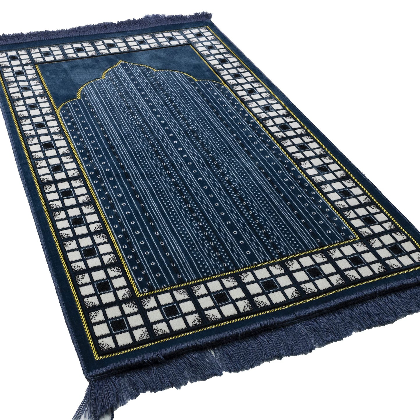 Modefa Prayer Mat - Thin Lightweight Velvet Turkish Muslim Prayer Rug - Prayer Rug Islam Men - Islamic Prayer Rug Sajjadah Prayer Mats Namaz Mat for Salah Islamic Gift Car Hanger - Vined Arch (Blue)